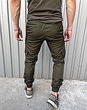 Повсякденні весняні штани карго чоловічі з боковими кишенями з котону на гумці внизу, фото 5