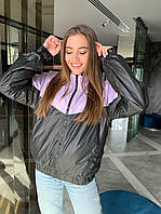 Ветровка Женская с капюшоном ткань плащевка Цвет беж сирень Размеры 42-44 46-48