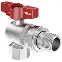 Кран американка 1/2 кутовий червоний "руків’я-метелик" MIRAYA 15 PN40