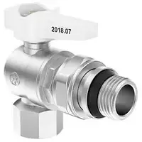 Кран американка 1/2' кутовий, біле "руків’я-прапорець" 15 MIRAYA PN40