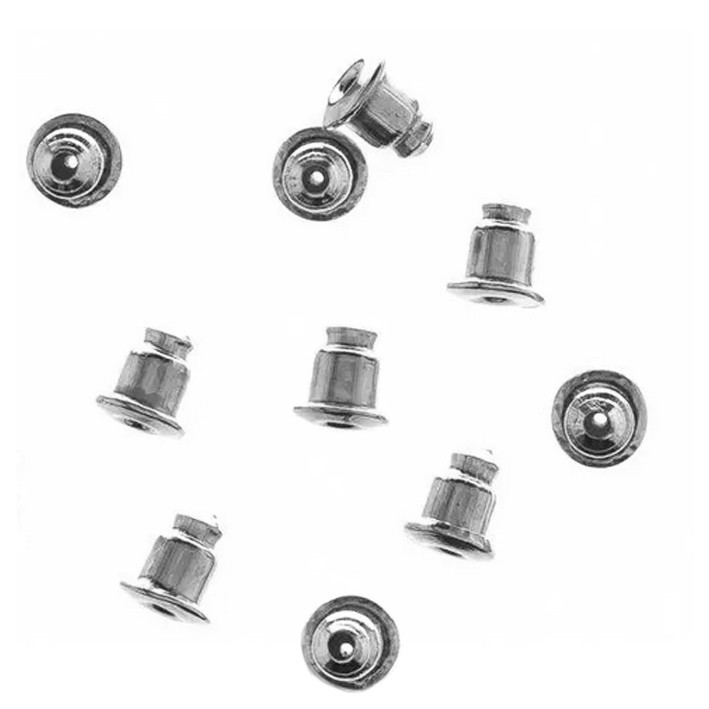 Набір 5 пар Заглушки Фіксатори Конусом для Сережок Пуссет Цвяшків, Колір Срібло, Фурнітура на Біжутерію, фото 1