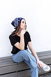 Бандана універсальна літня з принтом на голову унісекс класична темно-синя, фото 6