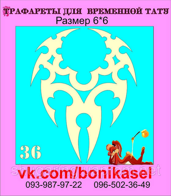 Трафарет для Біо Тату 6*6 36