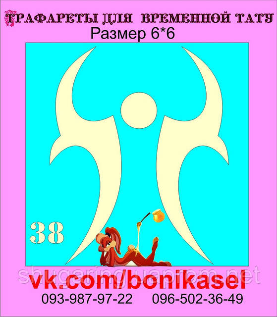 Трафарет для Біо Тату 6*6 38