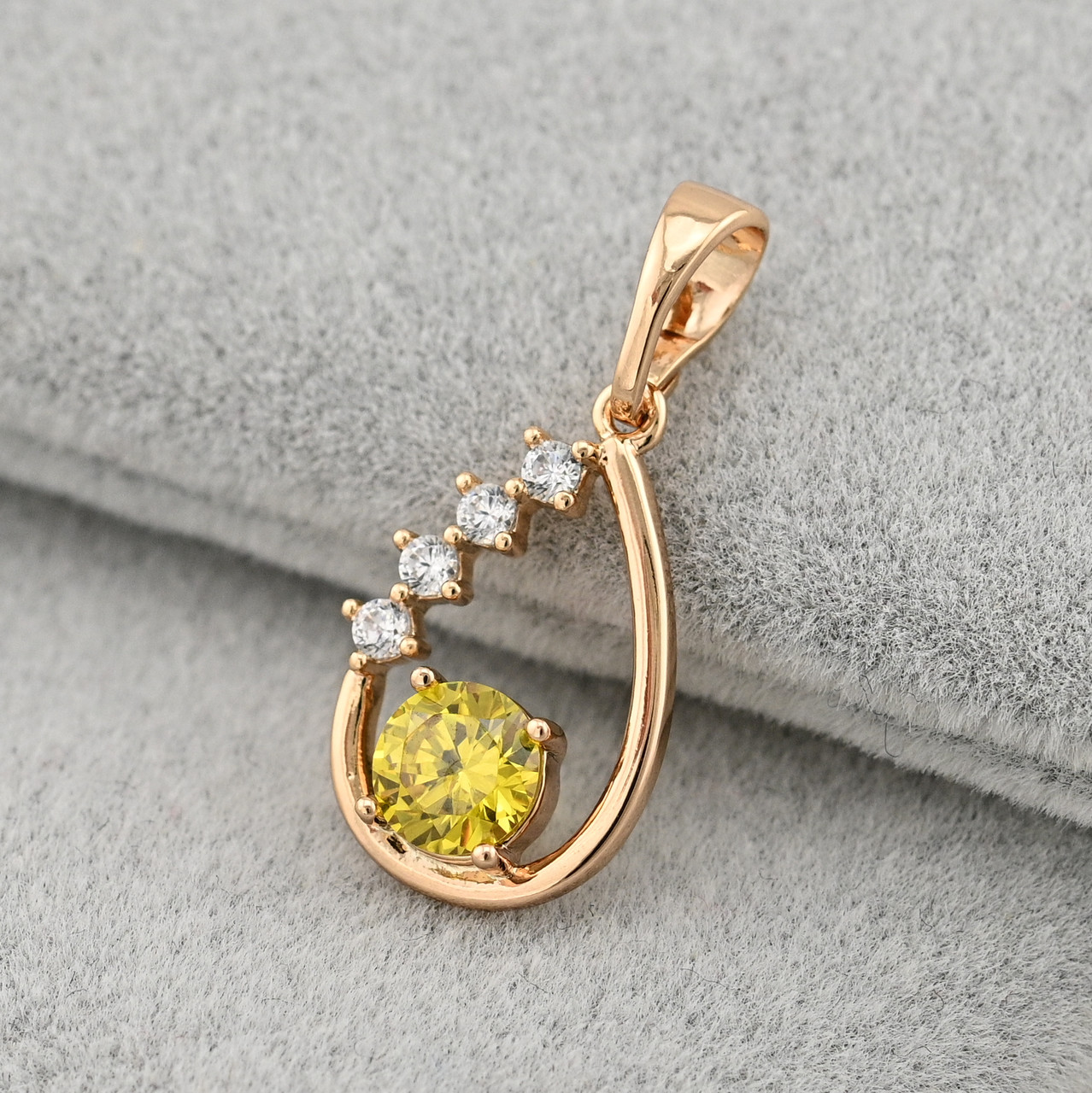 Кулон Алмазне сонце 36857 для ланцюжків до 3 мм розмір 22х10 мм жовті фіаніти вага 1.0 г позолота 18К, фото 1