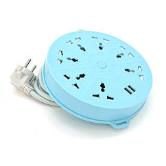 DR Мережевий фільтр QiaoLian YT-20, 7 Розеток + 2 USB, 2 м, переріз 3х0,75 мм, Blue, Blister