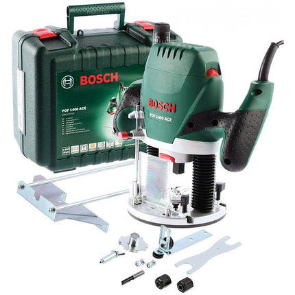 Електричний ручний столярний фрезер по дереву Bosch POF 1400 ACE : 1400 Вт, 6-8 цанга, 28000 об/хв електрофрезер (060326C820), фото 1