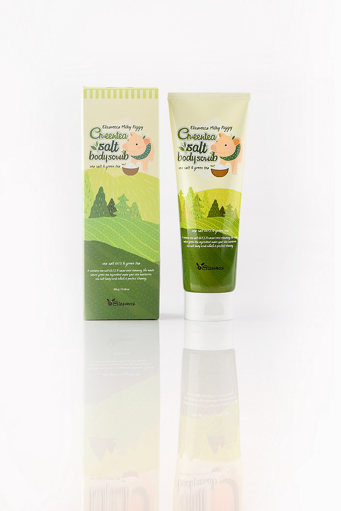 Скраб для тіла з екстрактом зеленого чаю і морською сіллю ELIZAVECCA Milky Piggy Greentea Salt Body Scrub 300 мл (8809418750123)