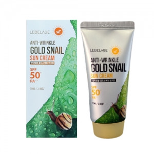 Сонцезахисний крем з муцином равлика та золотом LEBELAGE ANTI WRINKLE GOLD SNAIL SUN CREAM SPF50+ PA+++, фото 1