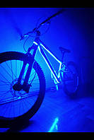 Яркая подсветка велосипеда светодиодной полосой в силиконе. Цвет СИНЯЯ. Подсветка для велосипеда. 1м+блочок