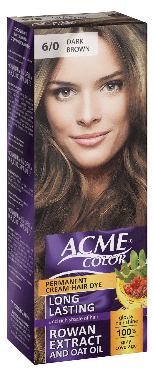 Крем-фарба для волосся Acme-Color EXP, 6/0 Темно-русявий / термін до 03.25р