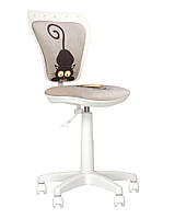 Дитяче комп'ютерне крісло з регулюванням висоти та яскравим принтом MINISTYLE GTS white білий пластик+тканина тканина HA Cat&Mouse