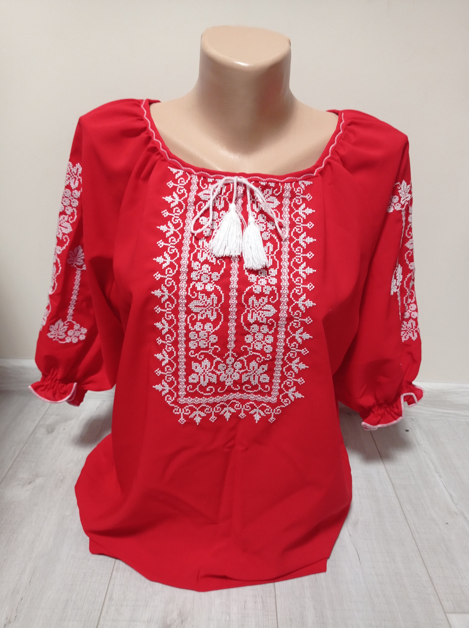 Жіноча червона вишиванка з вишивкою Україна УкраїнаТД 42-50 розміри