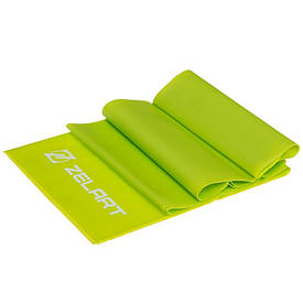 Стрічка-еспандер (гумка) для фітнесу, пілатесу, гімнастики та спорту (1,5м х 15см х 0,45мм) салатова, силікон