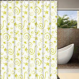 Шторка - фіранка для ванної FRAP F8808, поліетилен, 180х180 см, жовтий, фото 2
