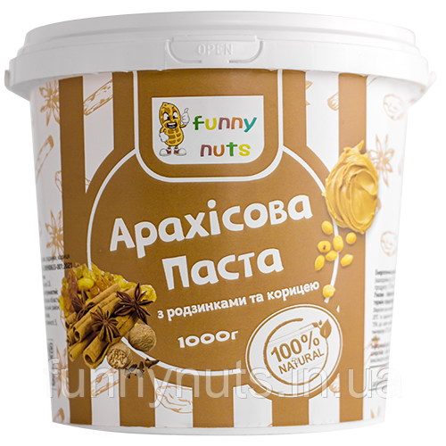 Арахісова паста FunnyNuts з родзинками та корицею 1000 г