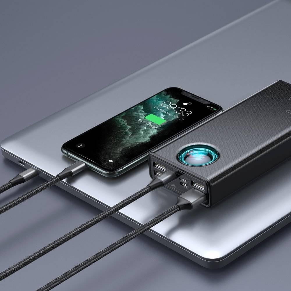 Портативные батареи | Power Bank 65W 6A Baseus Amblight 30000mAh 4xUSB+1xType-C QC3.0 Универсальная батарея Li-Pol От USB Type-C USBx2 micro Lighting Черный