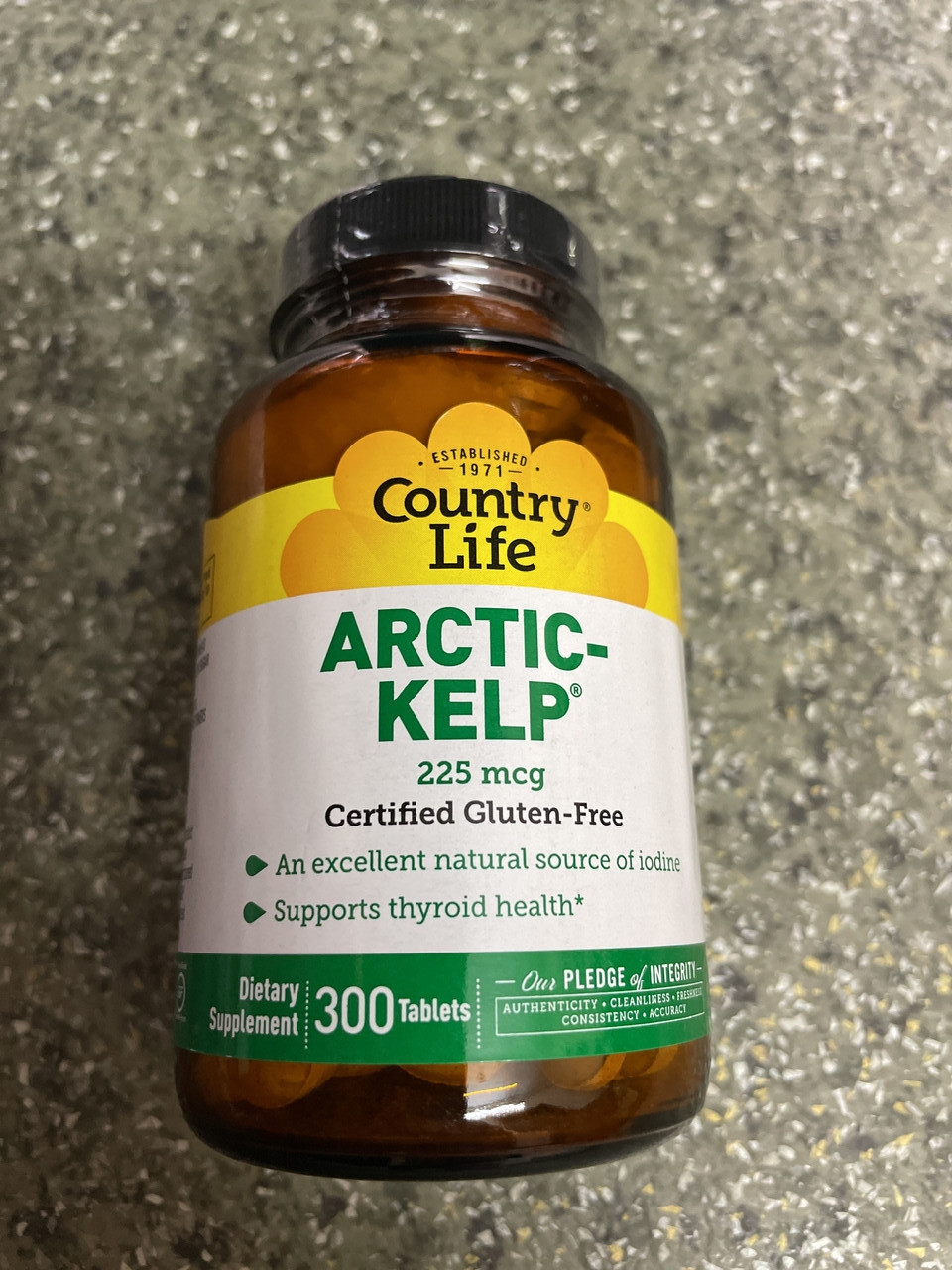Йод Норвезька ламінарія, Country Life Arctic Kelp, 225 mg 300 tabl