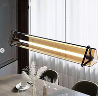 Мінімалістичний видовжений світильник зі стильними скляними пластинами кольору янтар довжиною 100см