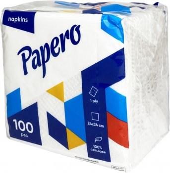 Серветки паперові 1 сл 100 шт, Papero 24х24см