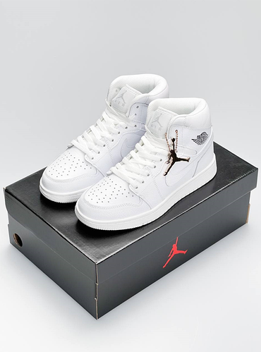 Женские белые кроссовки Nike Air Jordan 1 High White Обувь Найк Аир ...