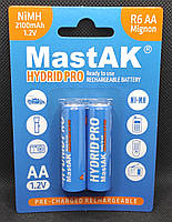 Аккумулятор пальчиковый АА MastAK 1,2v 2100mAh Hidrid Pro ( 2шт )