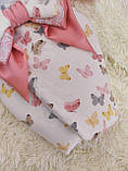 Зимовий конверт ковдра білий з рожевим, фланель + бавовна, фото 2
