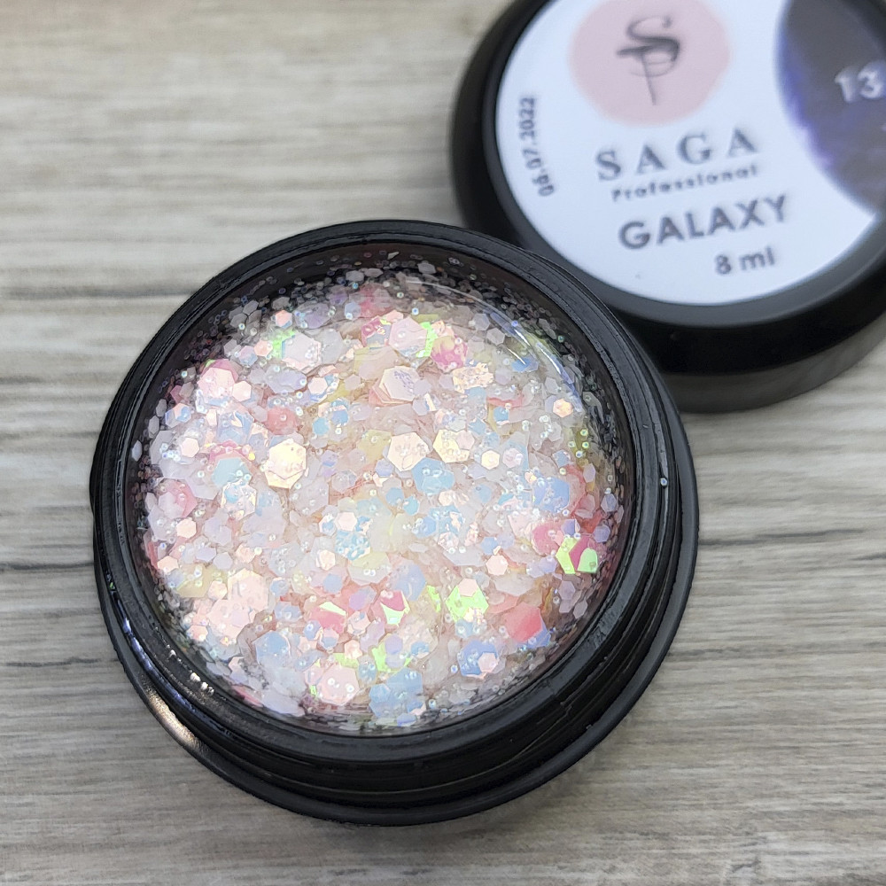 Гліттерний гель для дизайну нігтів Saga Galaxy 13 8мл