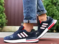 Мужские кроссовки Adidas Адидас Zx 500 Rm, кожа, замша, синие с красным. 42