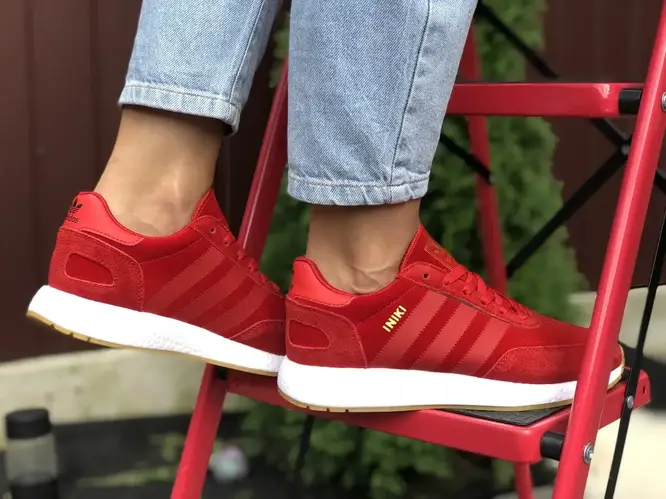 Купить Женские кроссовки Adidas Адидас Iniki, замша, пена, красные с ...
