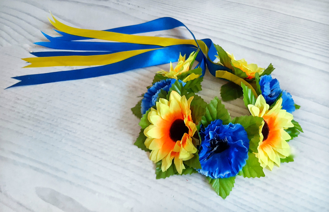 Віночок Національний Соняхи та Волошки жовто-синій, фото 1