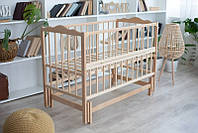 Ліжечко дерев'яне для новонароджених Ангелина2, маятник, 120-60 см, бук, Натуральний