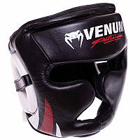 Шлем боксерский тренировочный с полной защитой кожаный VENUM BO-0622 (р-р L, черный)