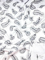 Пеленка непромокаемая многоразовая Mommy Bag 100х70 см Перья серые #5