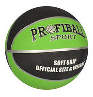 М'яч баскетбольний Profiball Sport No7, гума, різн. кольору чорний із зеленим