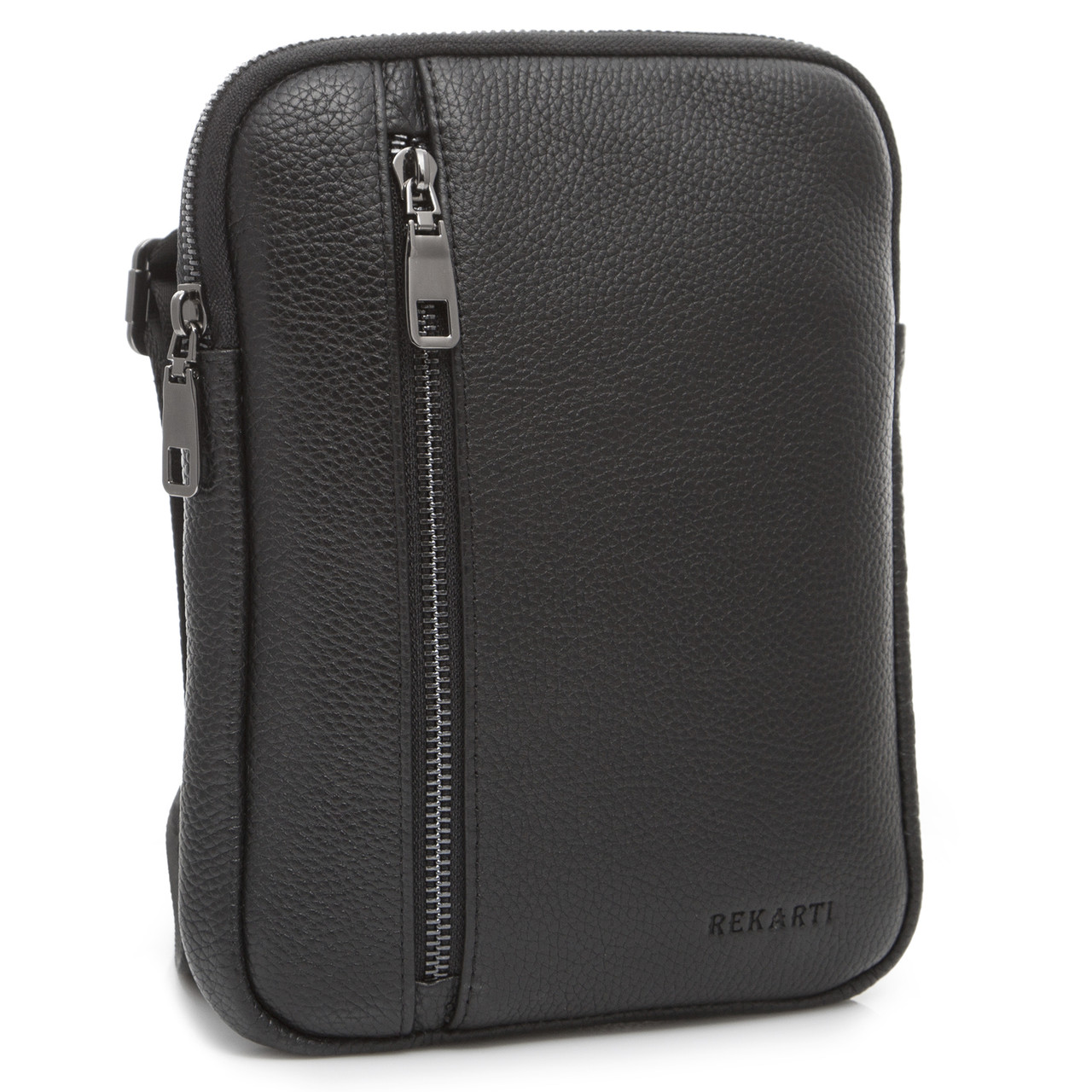 Стильна сумка-барсетка з натуральної шкіри Tiding Bag TD-20443 чорна