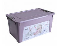 Контейнер "Smart Box" з декором 27 л розмір 49*32*26 Рожевий