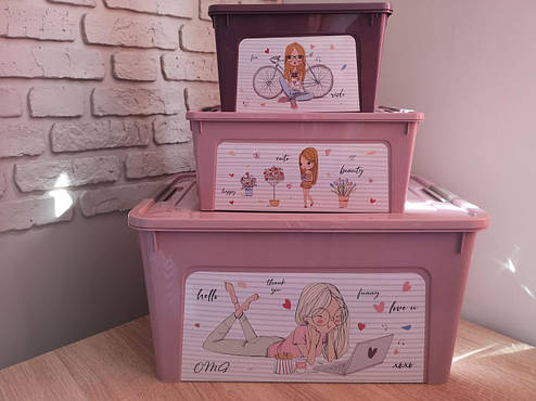Комплект контейнерів "Smart Box" Алеана з декором Girl _ Дівчата 3 шт, фото 1