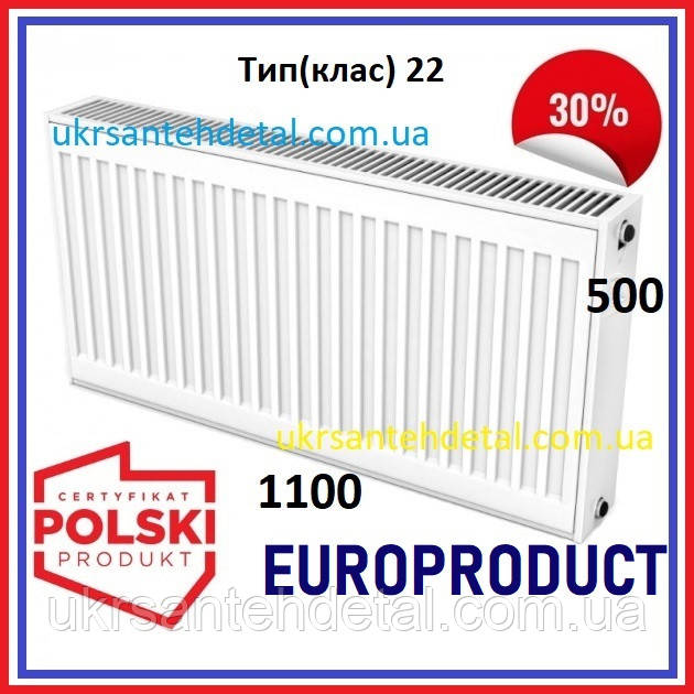 Сталевий радіатор панельний 500x1100 Europroduct (Польща)