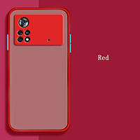 Матовий чохол для Xiaomi Poco x4 Pro 5g червоний протиударний бампер-захист камери