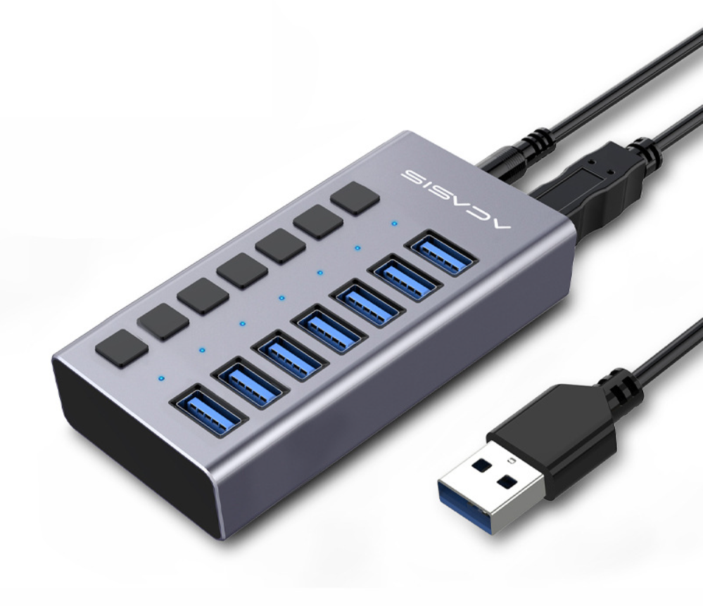 USB хаб Acasis HS-707MG USB 3.0 7 портів з блоком живлення hub концентратор алюмінієвий