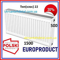 Сталевий радіатор панельний 500x1500 Europroduct (Польща)
