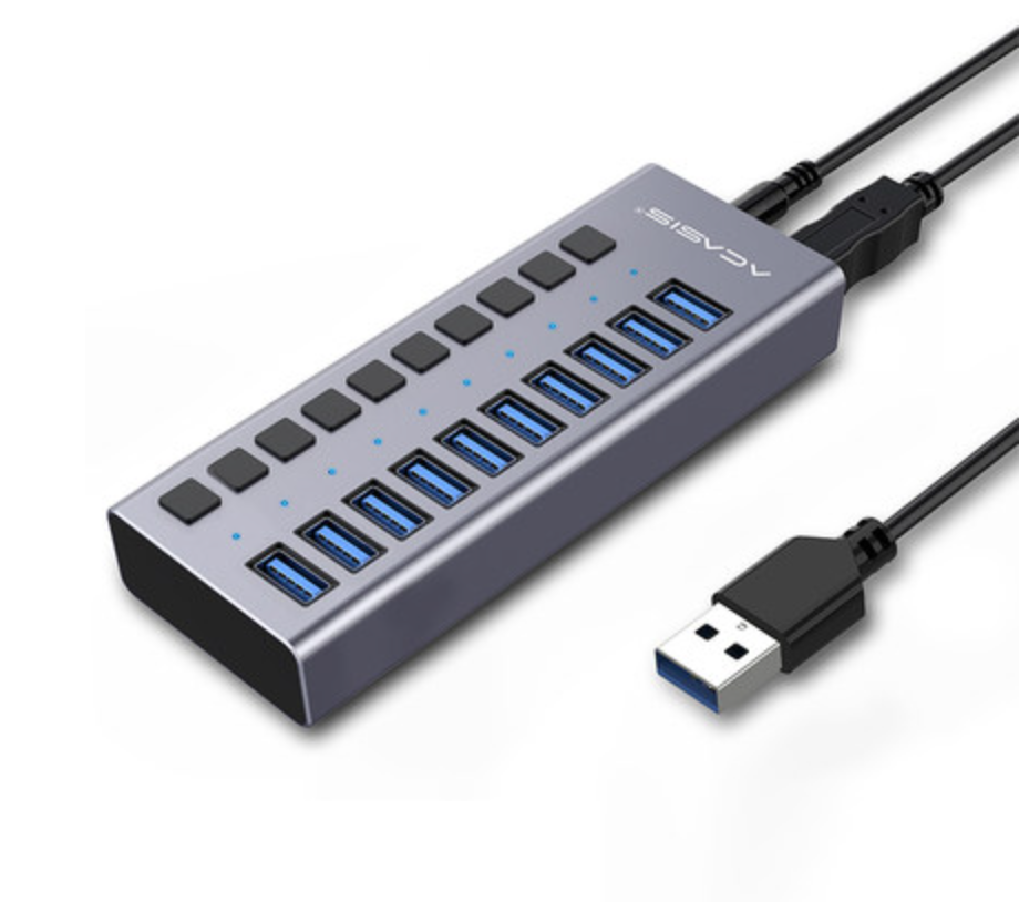 USB хаб Acasis HS-710MG USB 3.0 10 портів із блоком живлення hub концентратор алюмінієвий