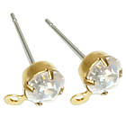 Набір 5 пар Основа для Сережок Пуссет Цвяшки зі Стразами, Петелькою, Колір Золото, Фурнітура для Біжутерії, фото 2