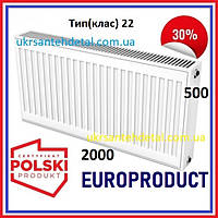 Сталевий радіатор панельний 500x2000 Europroduct (Польща)