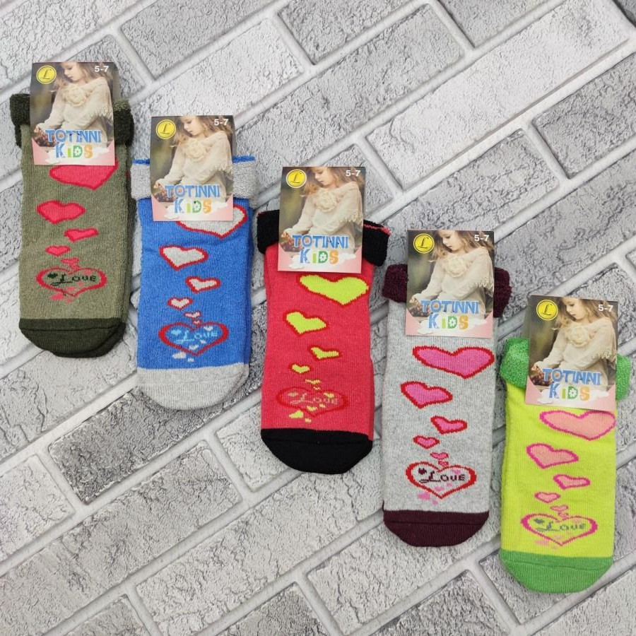 Дитячі шкарпетки зимові з махрою Totinni Kids Серце 5-7 розмір, випадкове асорті, 30032044