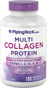 Для Суглобів та Зв'язок Piping Rock Multi Collagen (180 cap)