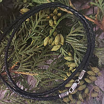 Вогонь, полум'я, Шнур шкіряний плетений плетений з срібними 925пр., кінцевиками і замком, фото 3