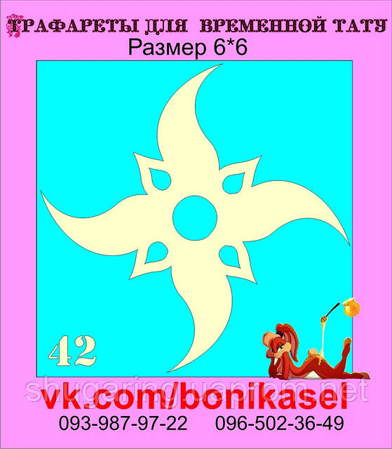 Трафарет для Біо Тату 6*6 42
