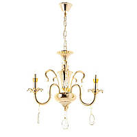 Классическая подвесная люстра на 3 лампы с хрустальным декором золотая 45x45 см. BST 031111